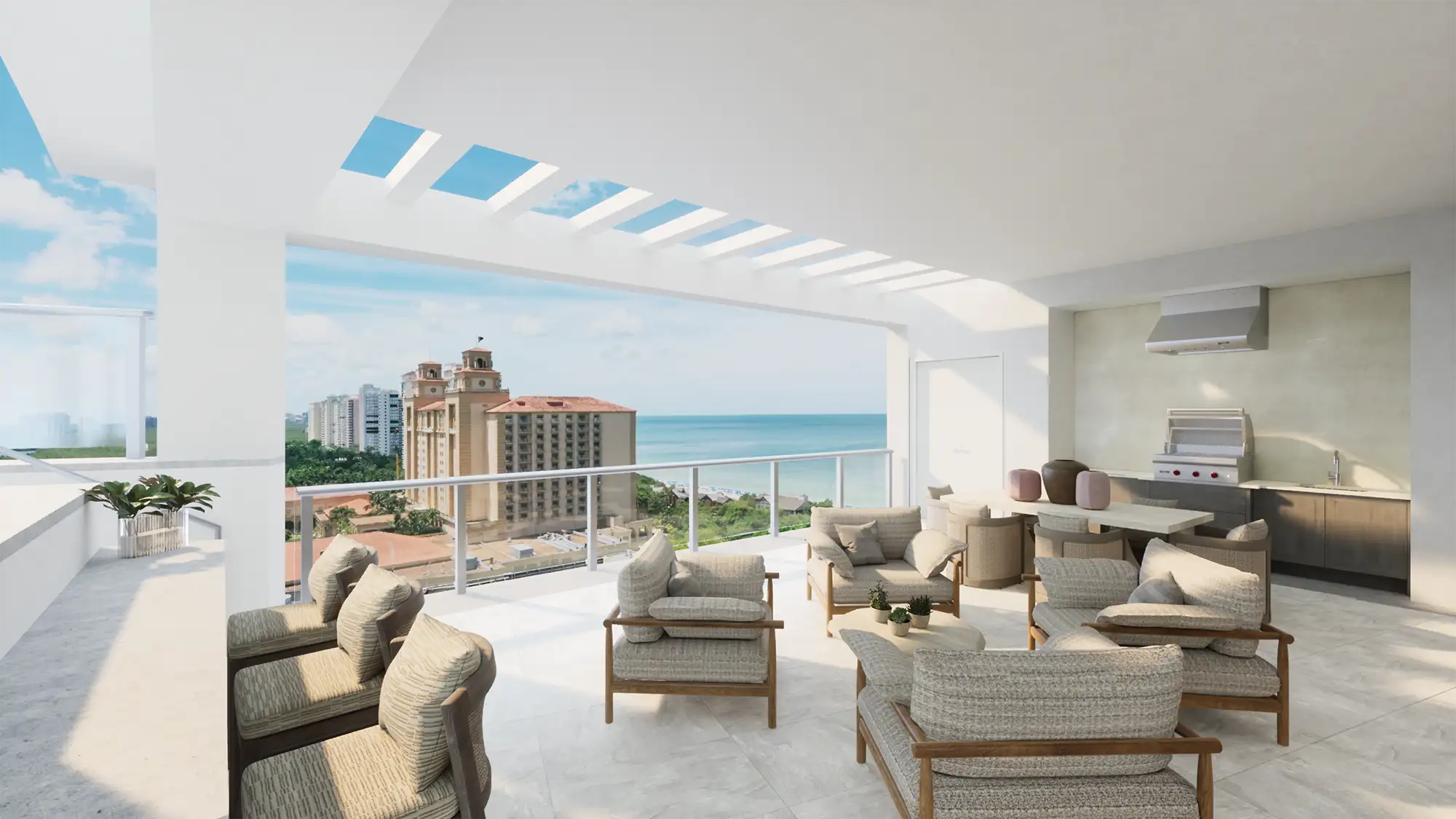 The Ritz-Carlton Residences Naples &mdash; Tower Residence private terrace with summer kitchen and Gulf of Mexico views